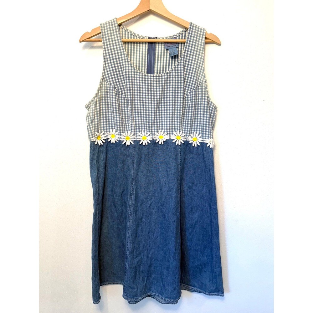 1990s Denim Daisy Gingham Dress